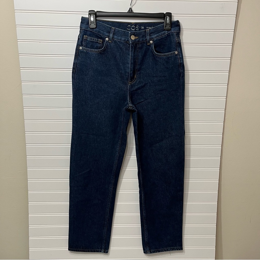 COS Blue High Rise Straight Leg Jeans Size 26